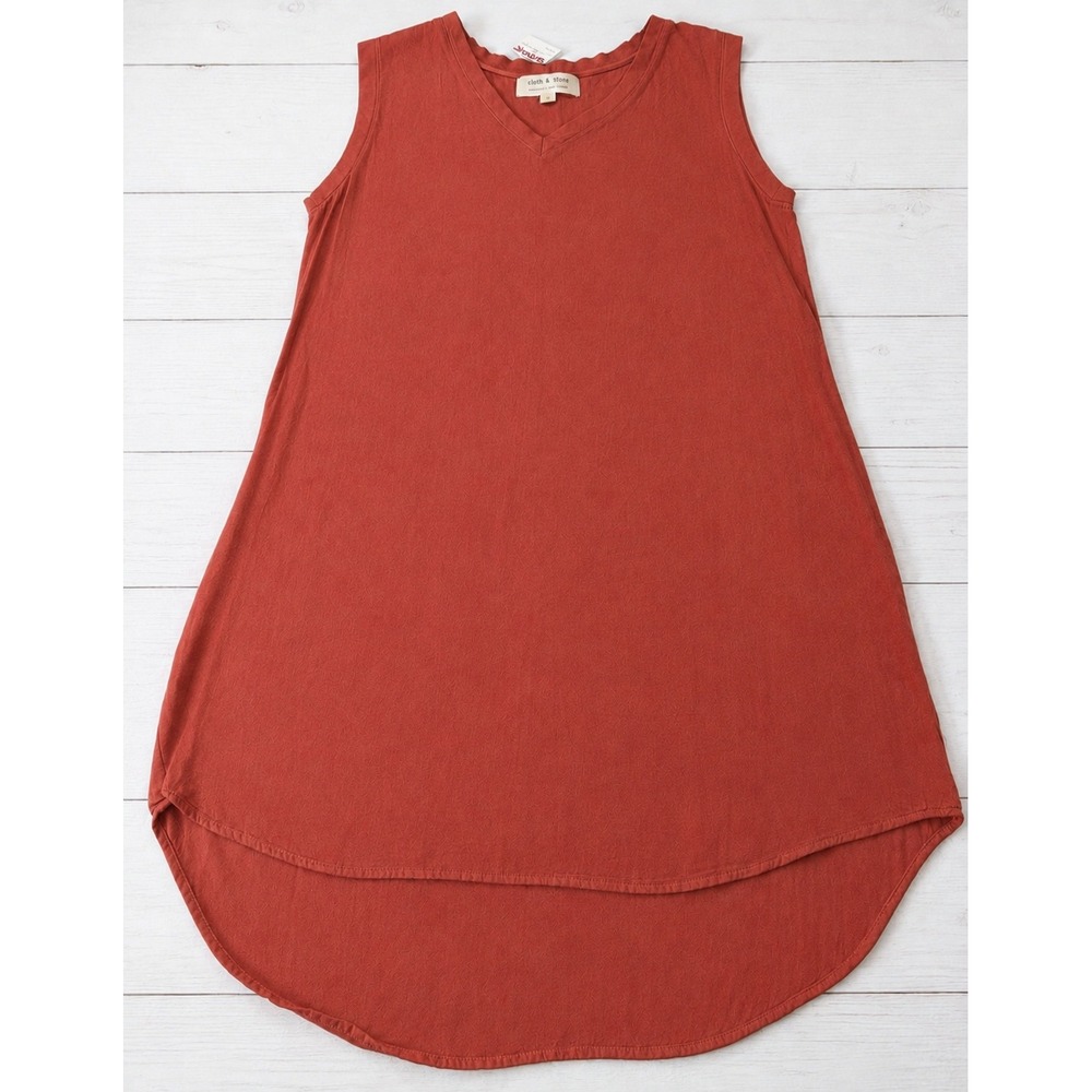 Cloth & Stone Womens Sleeveless High Low Hem Rayon Dress Orange Red L NWT